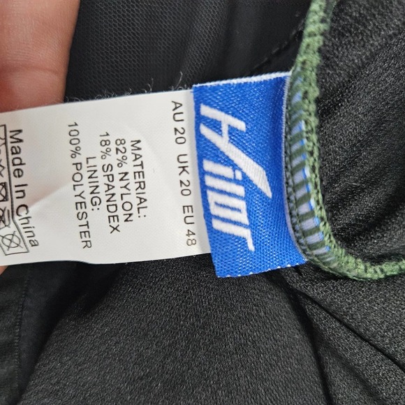 Hilor‎ One Shoulder One Piece Swimsuit 16 Olive Green Asymmetrical Ruffle - Picture 11 of 12